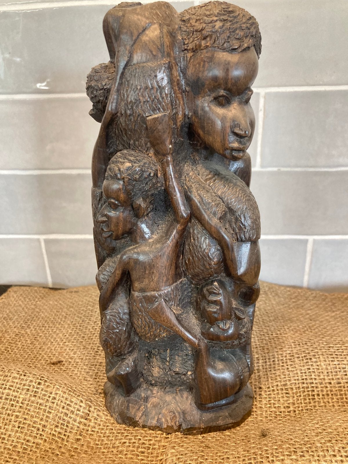 Houten beeld uit Tanzania, levensboom (260725s), Antiek en Kunst, Ophalen of Verzenden, Hout, Beeld, Groep mensen