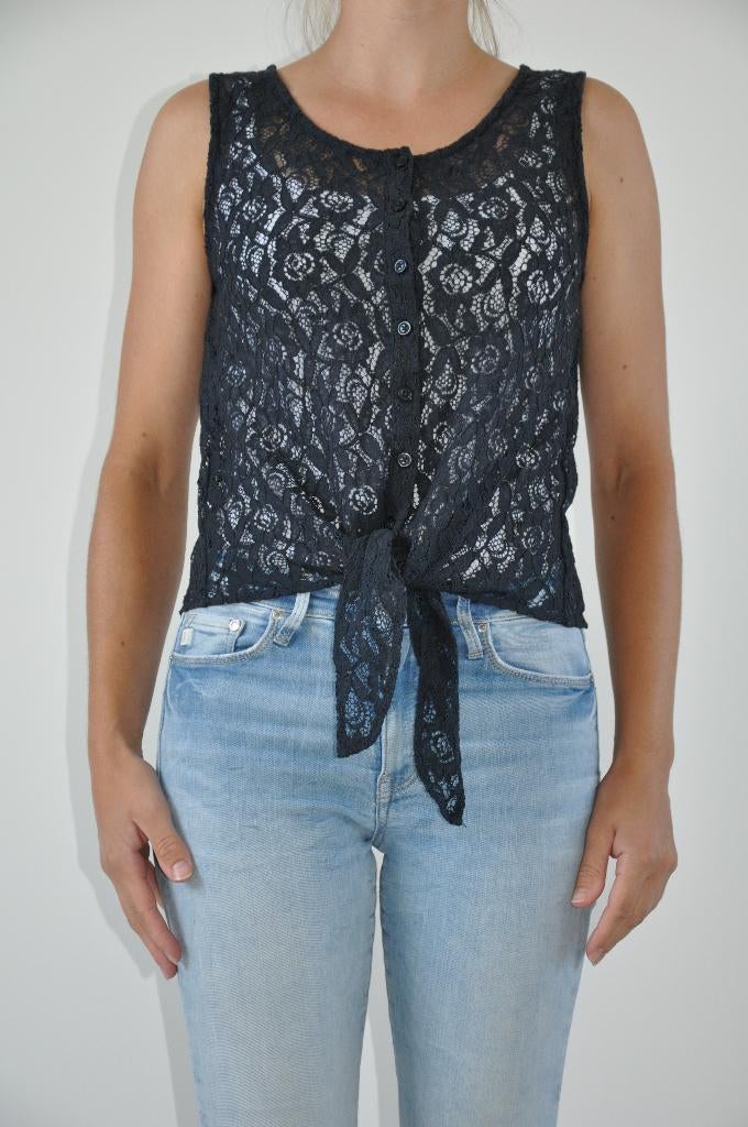 bien blue top xs, knooptop xs, shirt xs, kanten top xs, 34, Blauw, Nieuw, Ophalen of Verzenden, Korte mouw