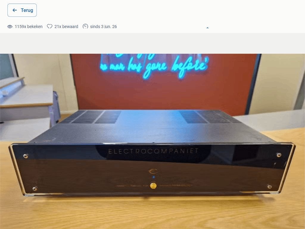 Electrocompaniet AW60FTT eindversterker | High-end, Overige merken, Gebruikt, Ophalen of Verzenden, 120 watt of meer