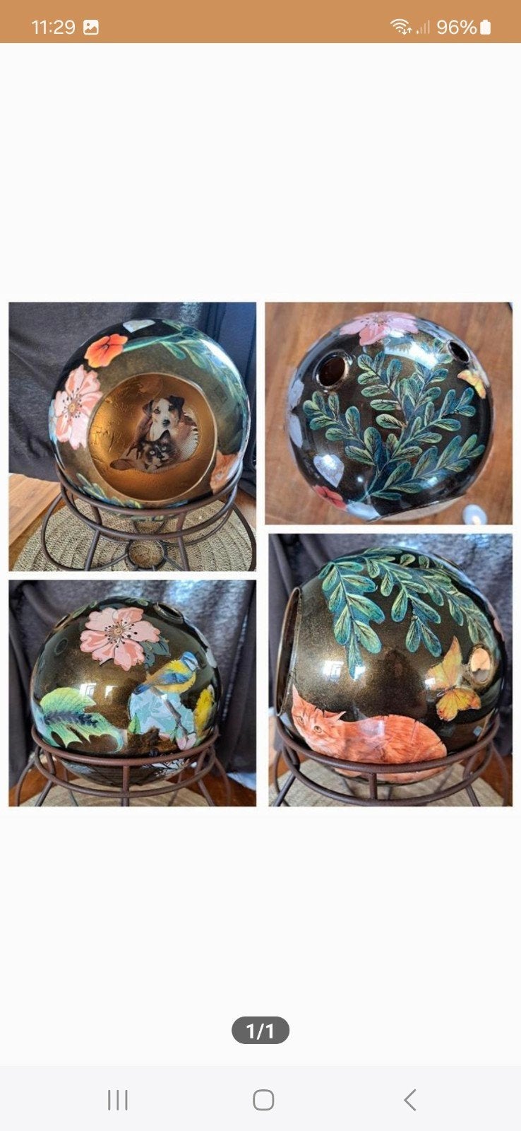 Leuke decoupage vaas en een stolp., Ophalen