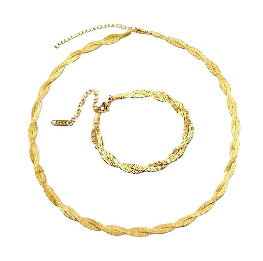 Sieraden set dames juwelen goud ketting met armband, Verzenden, Nieuw, Goud, Overige materialen