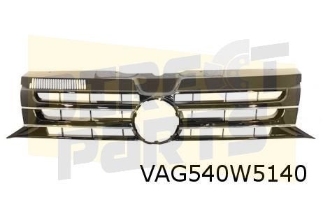 Volkswagen T5 II (10/09-7/15) grille (NPU glanszwart / chrom, -, -, Nieuw, Bumper