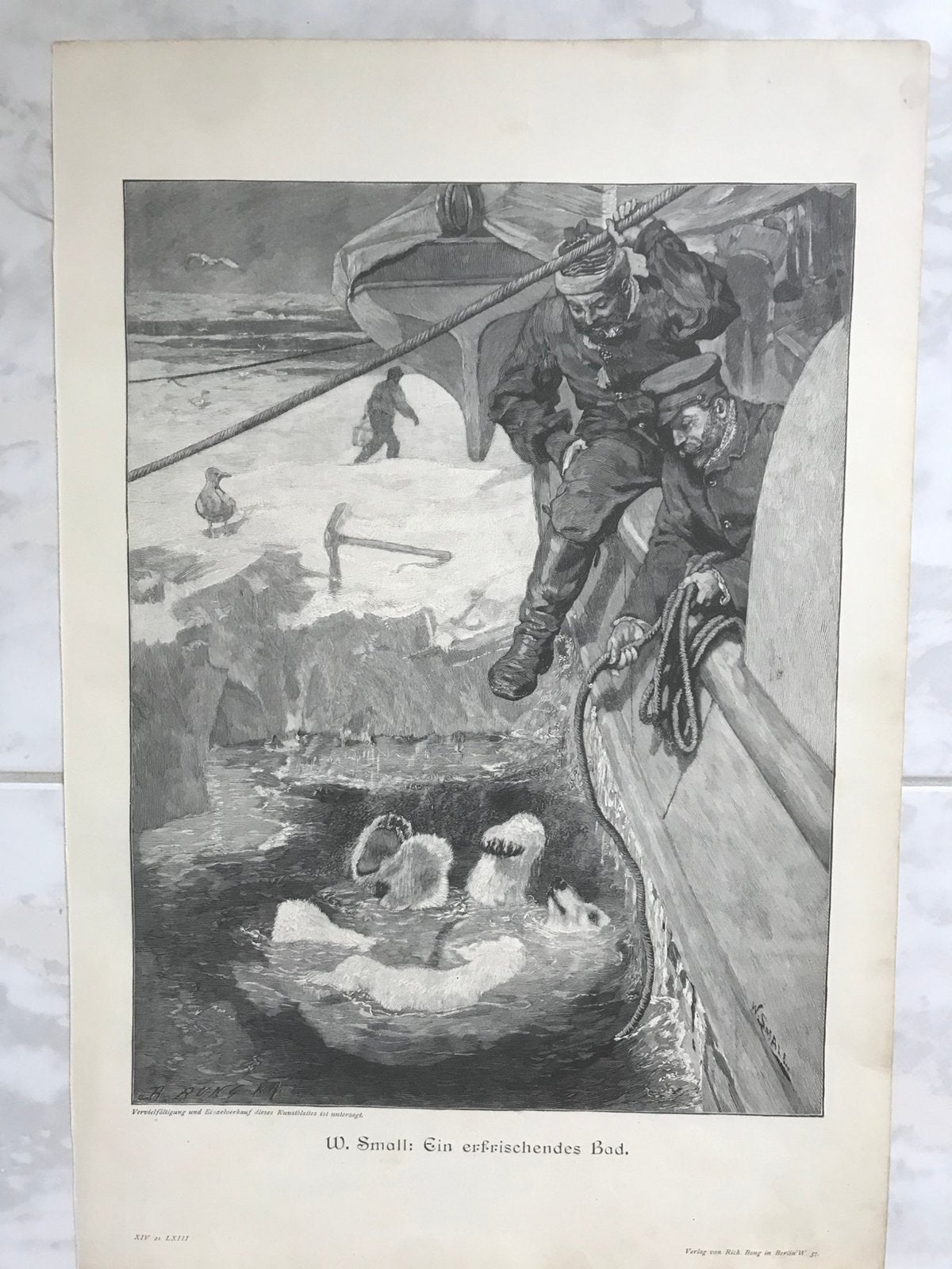 W. Small: Ein erfrischendes Bad, 1880, or. gravure, 31x23cm., Origineel, 31 cm, Dagelijks leven, 1800 - 1899