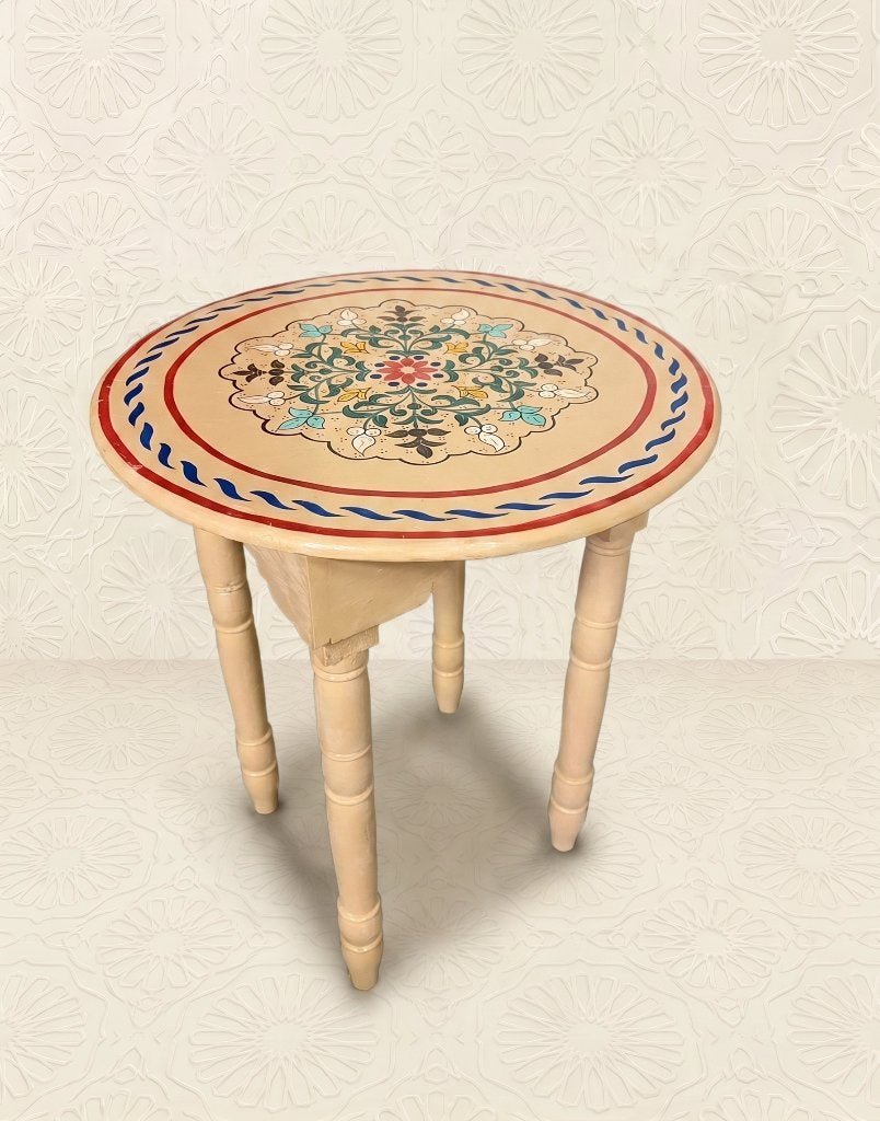 ronde bijzet tafel, Marokkaanse schilderwerken, Minder dan 55 cm, Rond, Nieuw, Ophalen of Verzenden