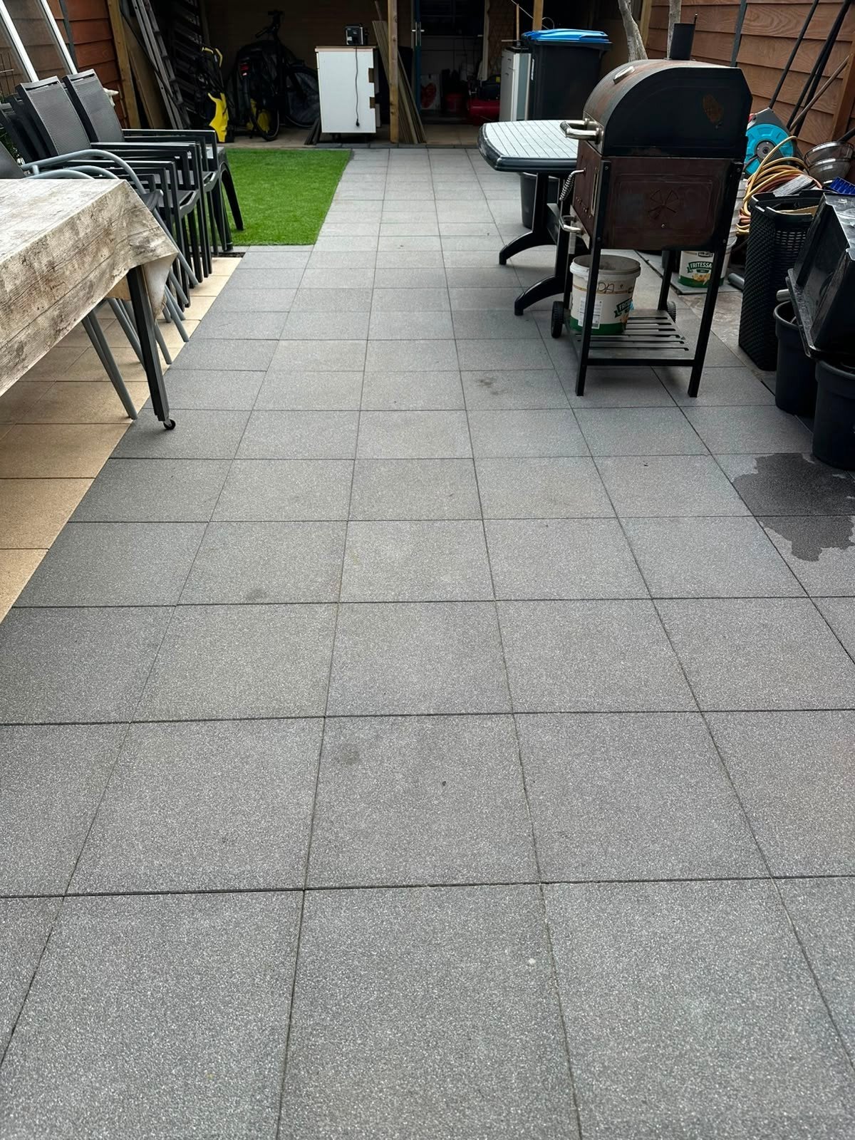 Gebruikte terrastegels - grijs beton, Gebruikt, Ophalen of Verzenden, 10 m² of meer, Beton