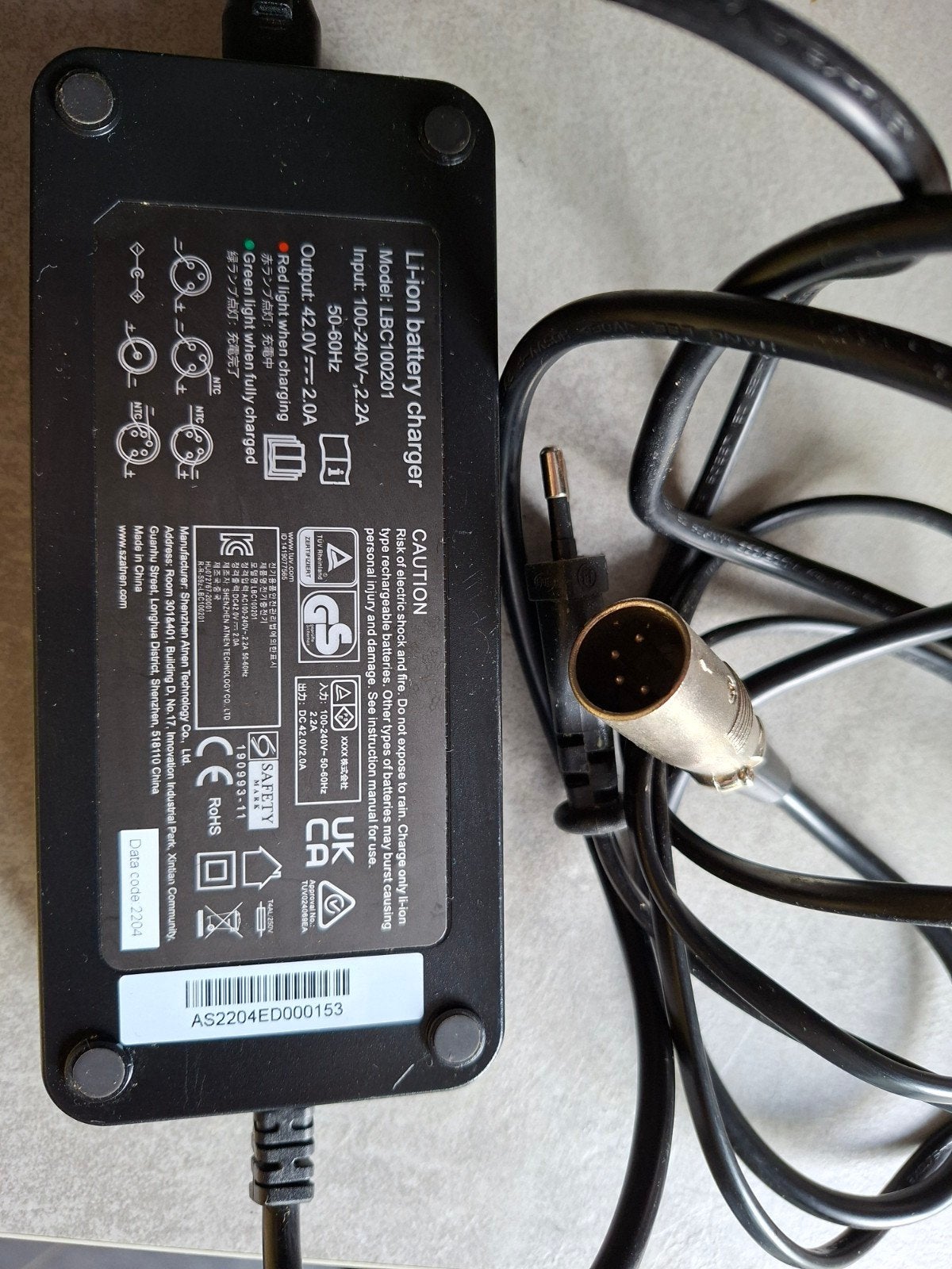 E bike/Elektrische fiets oplader Qwic 4 pins, Verzenden, Gebruikt