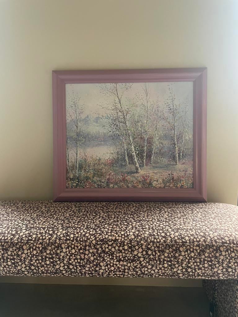 Olieverf schilderij in eiken houten lijst 71 x 61 cm, Ophalen of Verzenden