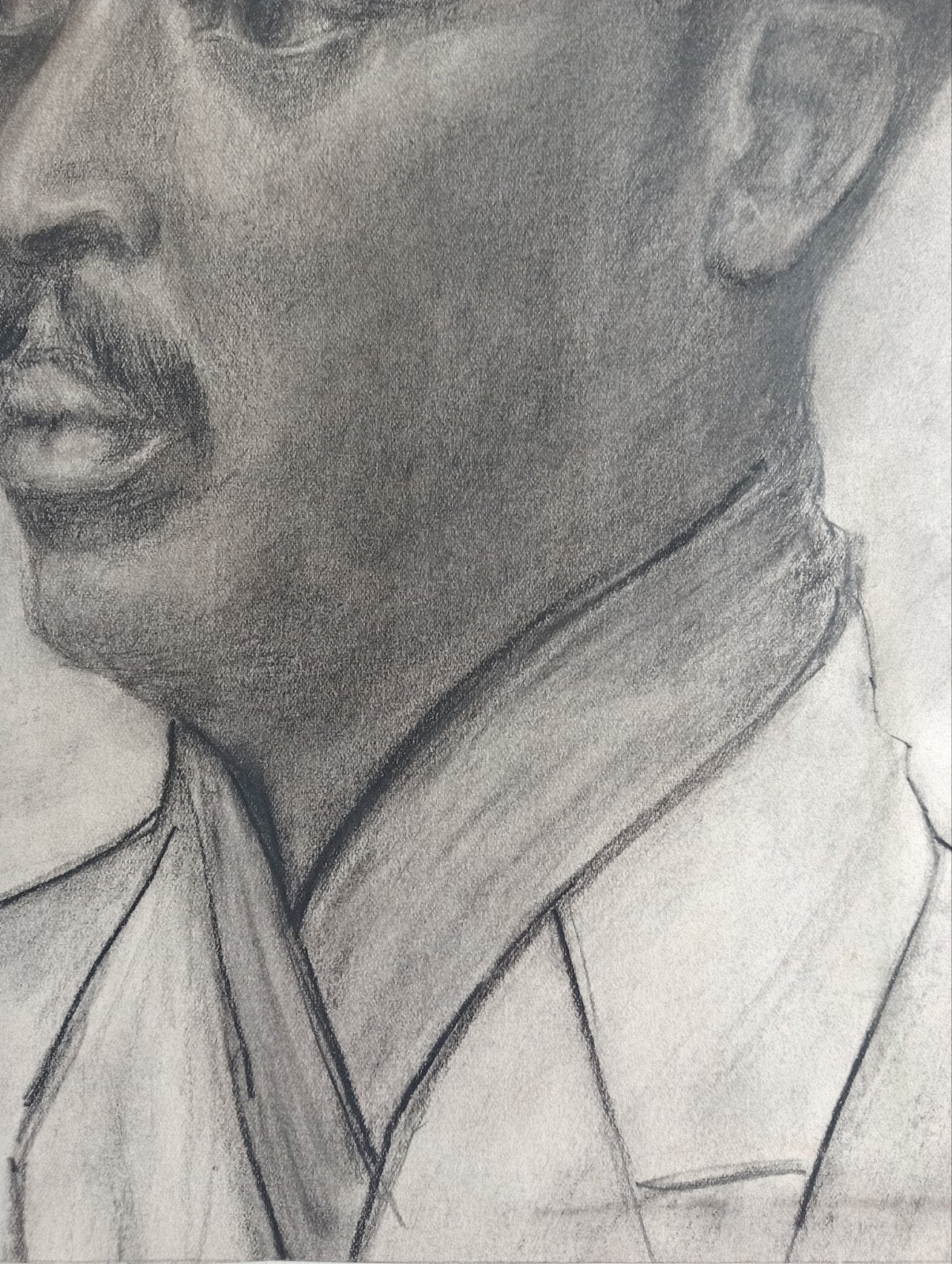 Houtskool portret Nederlands Indië?, Antiek en Kunst, Verzenden