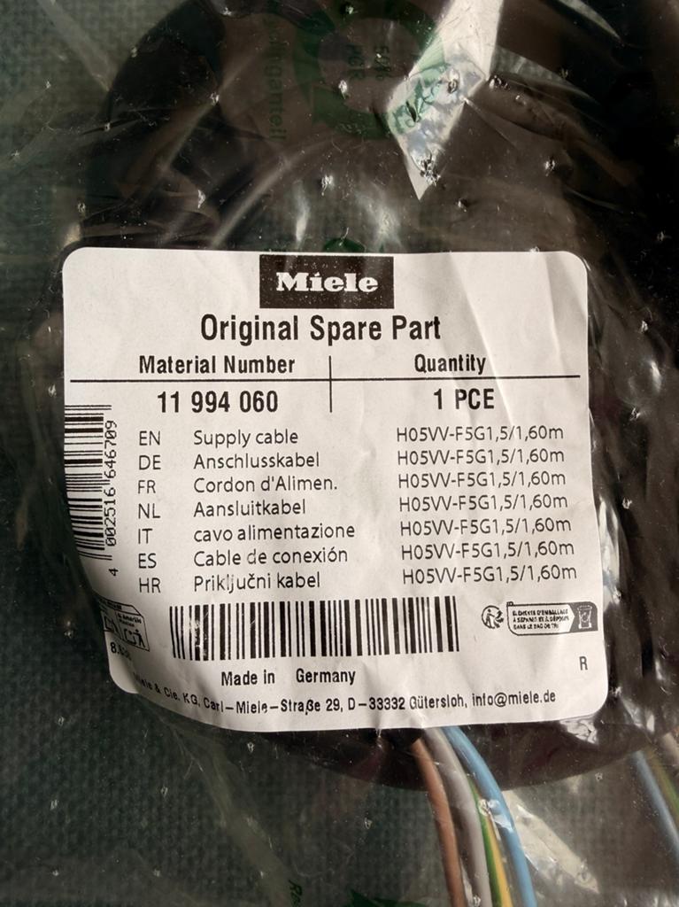 Miele aansluitkabel 11994060, Ophalen of Verzenden, Nieuw
