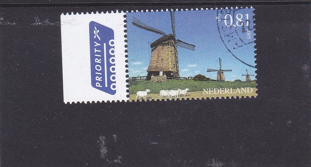 postzegel Nederland met Tab, Verzenden, Gestempeld