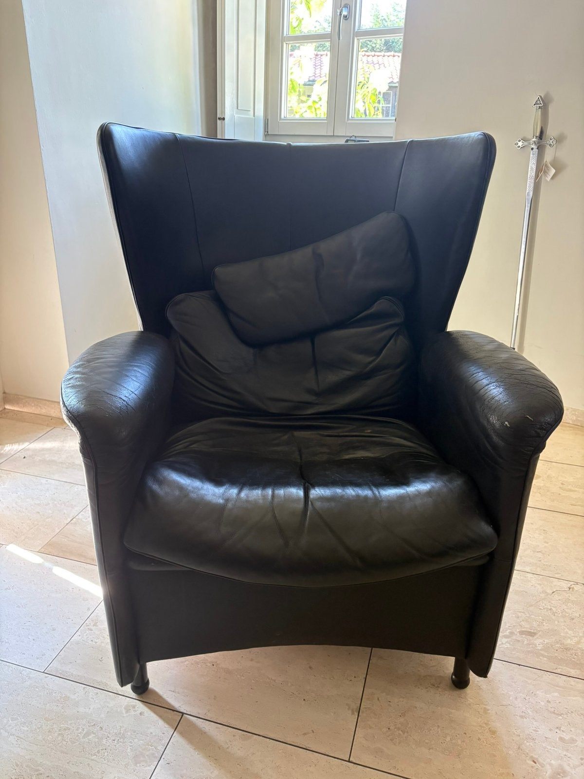 Zwarte relax fauteuil De Sede DS-23, Huis en Inrichting, Fauteuils, Ophalen, Gebruikt, 50 tot 75 cm, Leer