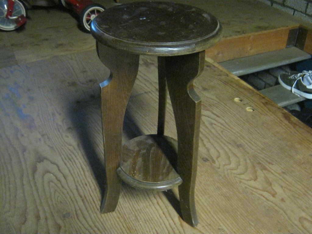 oud houten plantentafeltje, Ophalen, Minder dan 55 cm, Gebruikt, Rond