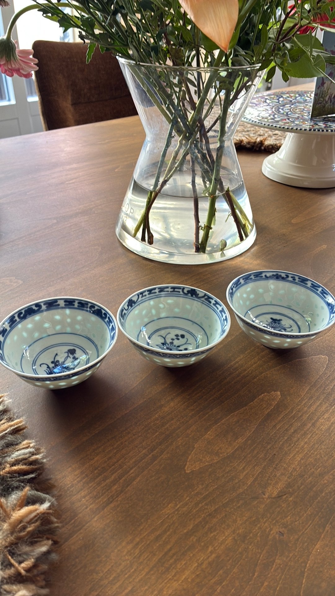 3 Vintage Chinese Rijstkommen Rijstkorrel Wan Yu, Ophalen, Zo goed als nieuw, Porselein, Overige stijlen