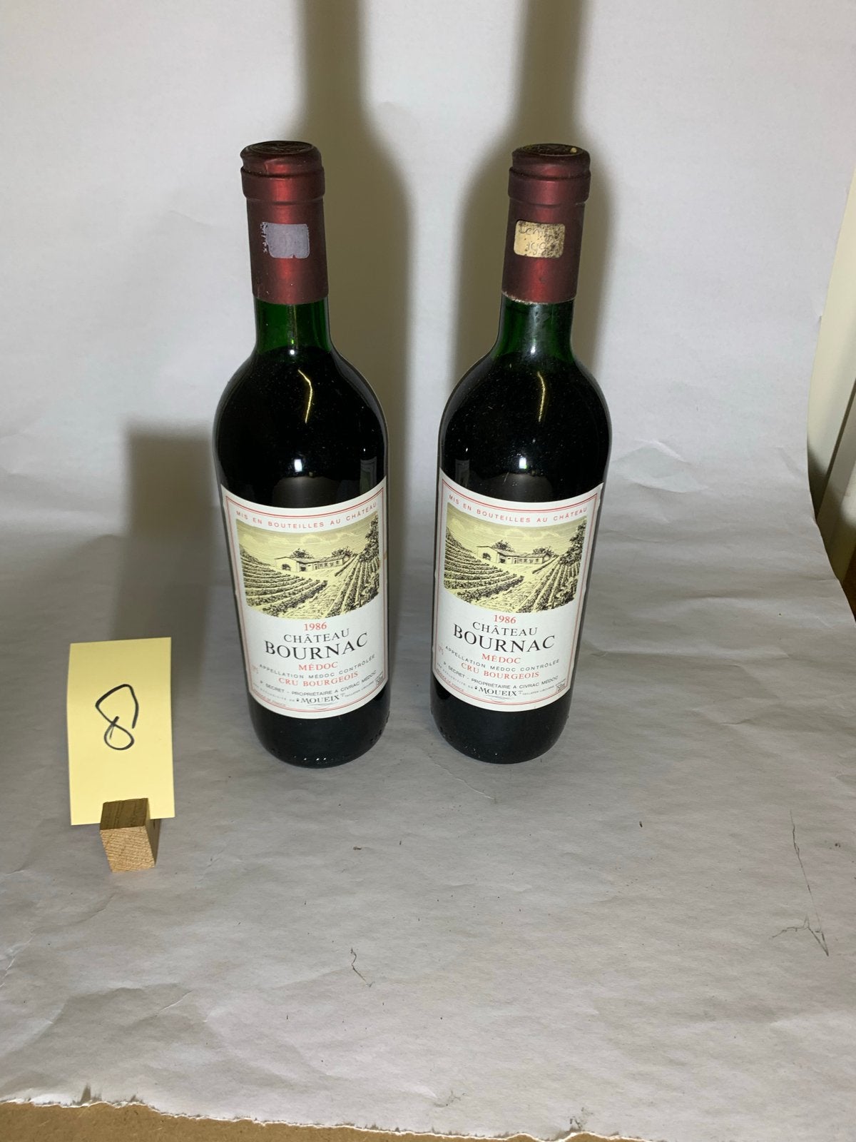 Château Bournac Médoc 1986 - 2 flessen, Verzamelen, Gebruikt, Frankrijk, Ophalen of Verzenden, Rode wijn