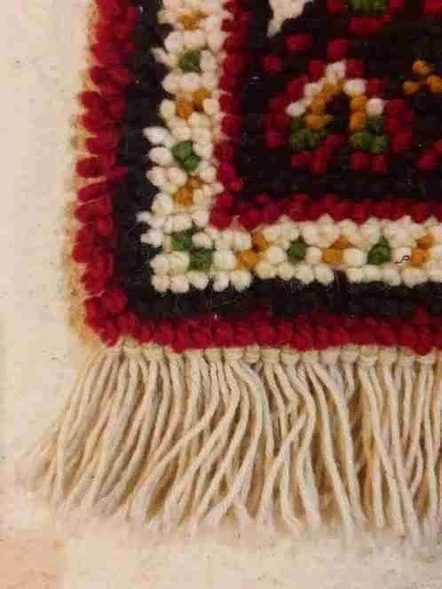 Vintage handgeknoopt Smyrna wandtapijt oosters 84/55 cm, Antiek en Kunst, Ophalen of Verzenden