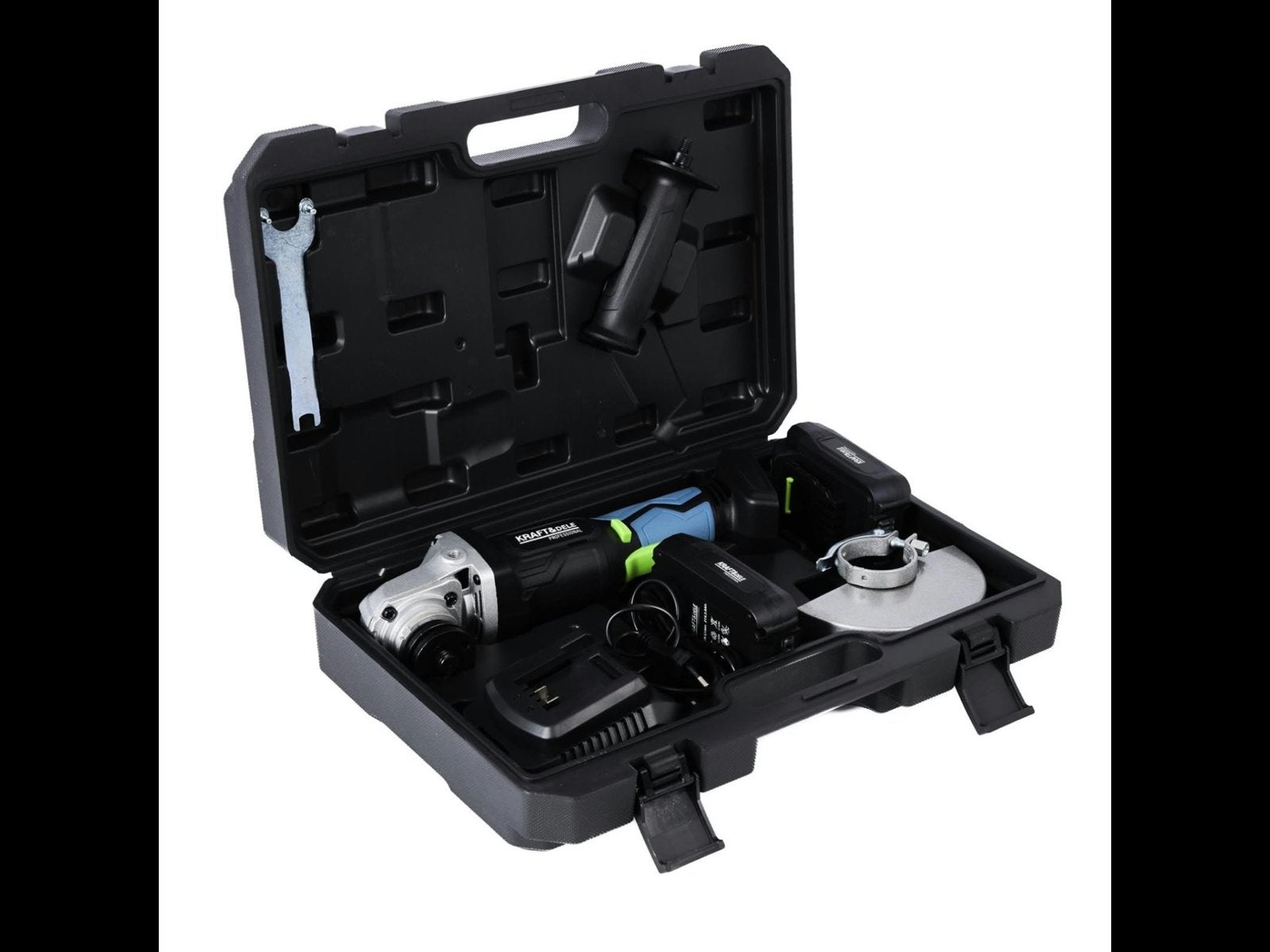 Kraft&Dele 125/ mm haakse slijper 21 v met 2 li-ion accu’s, Ophalen of Verzenden, Nieuw