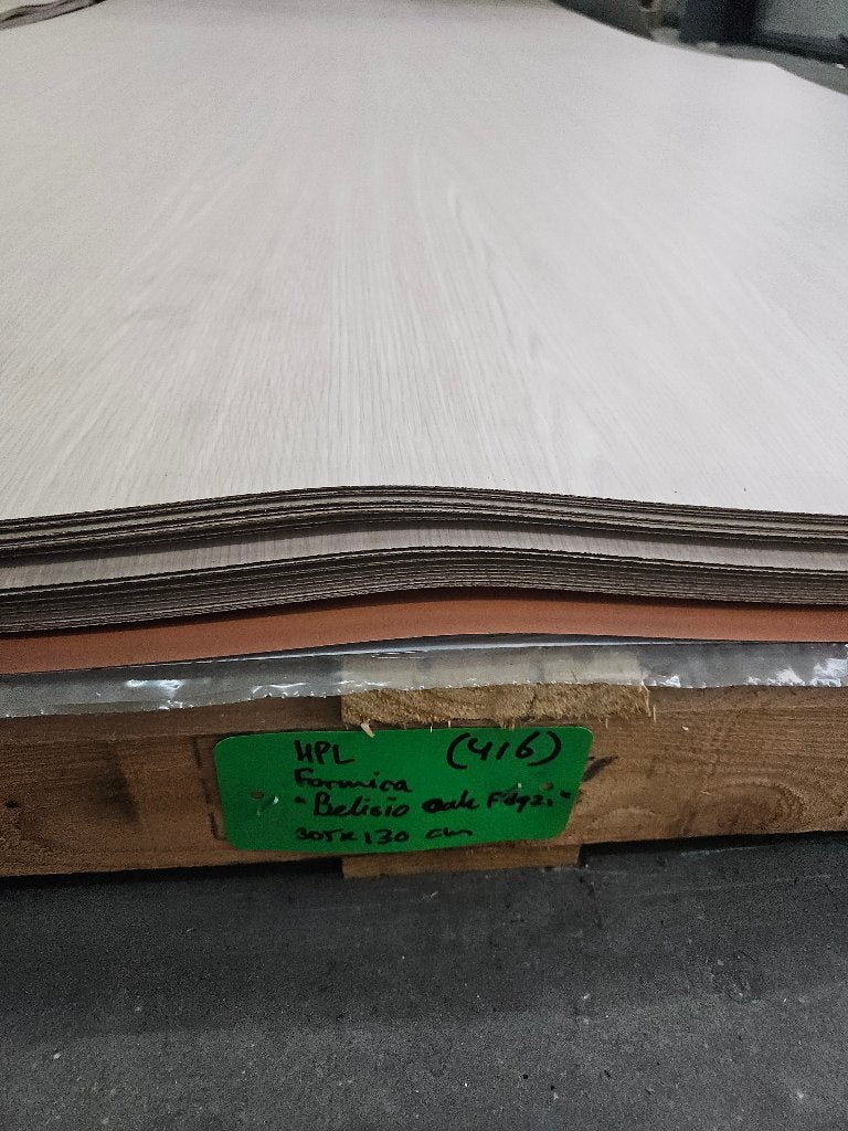 Formica HPL fineer plaat F8921 Belisio Oak 305x130cm ( 416 ), Ophalen, HPL, Gebruikt, Nb