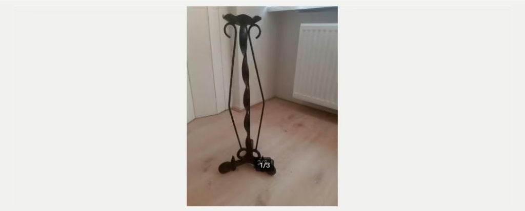 Smeedijzeren standaard planten/kaarsen vintage, Zwart, Ophalen of Verzenden, Metaal, Klassiek