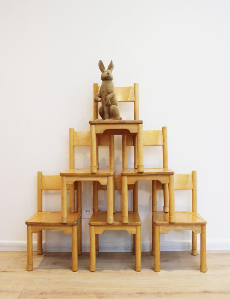 Houten vintage schoolstoel. Retro peuter/kleuter stoeltje, 6, Kinderen en Baby's, Kinderkamer | Tafels en Stoelen, Ophalen, O