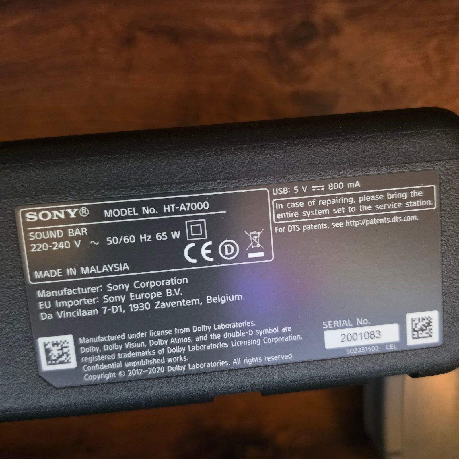 Sony HT-A7000 Soundbar - Met Dolby Atmos, Ophalen of Verzenden, Bluetooth, Zo goed als nieuw