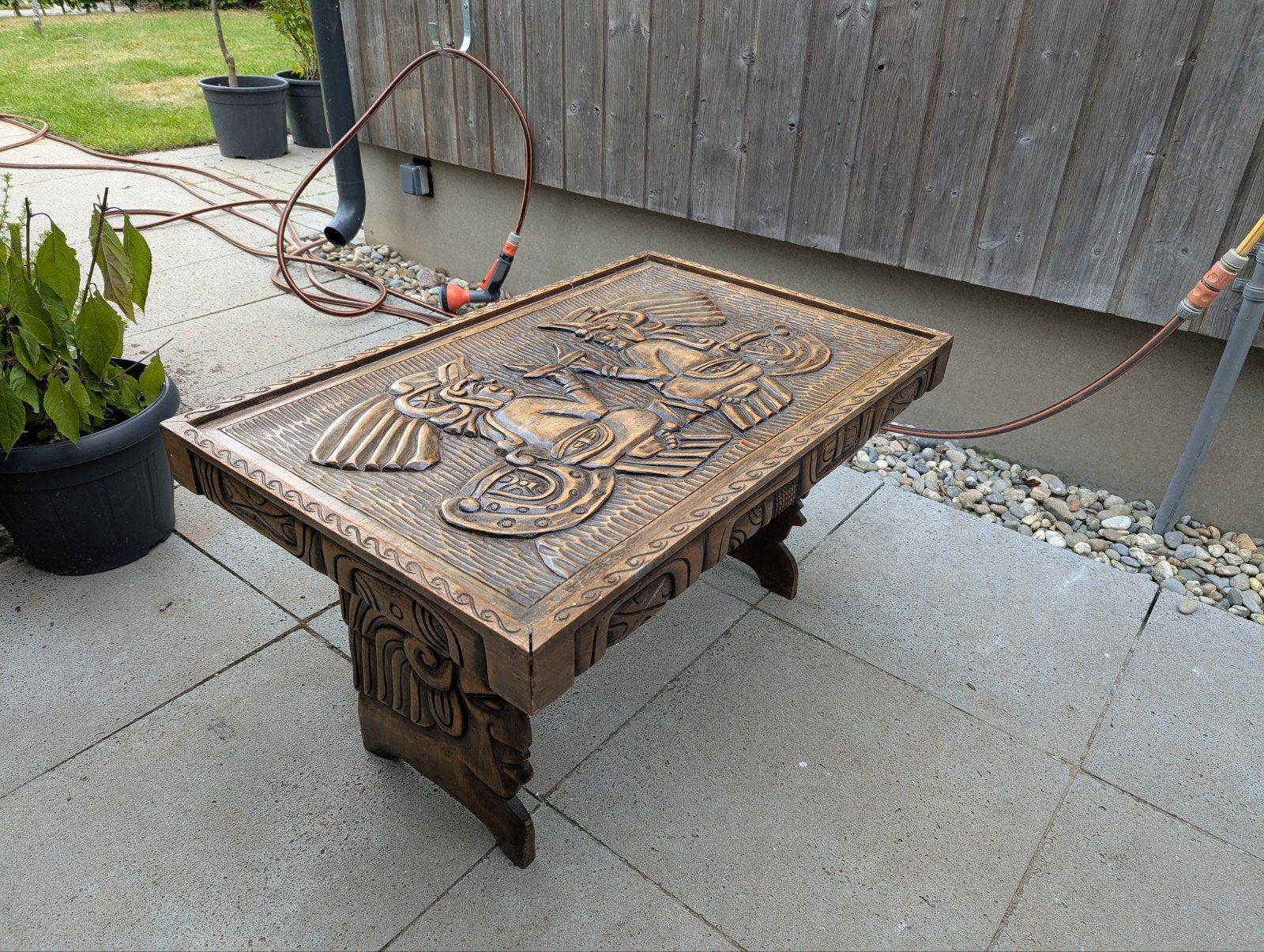 Unieke handgesneden Maya tafel jaren '60, Ophalen