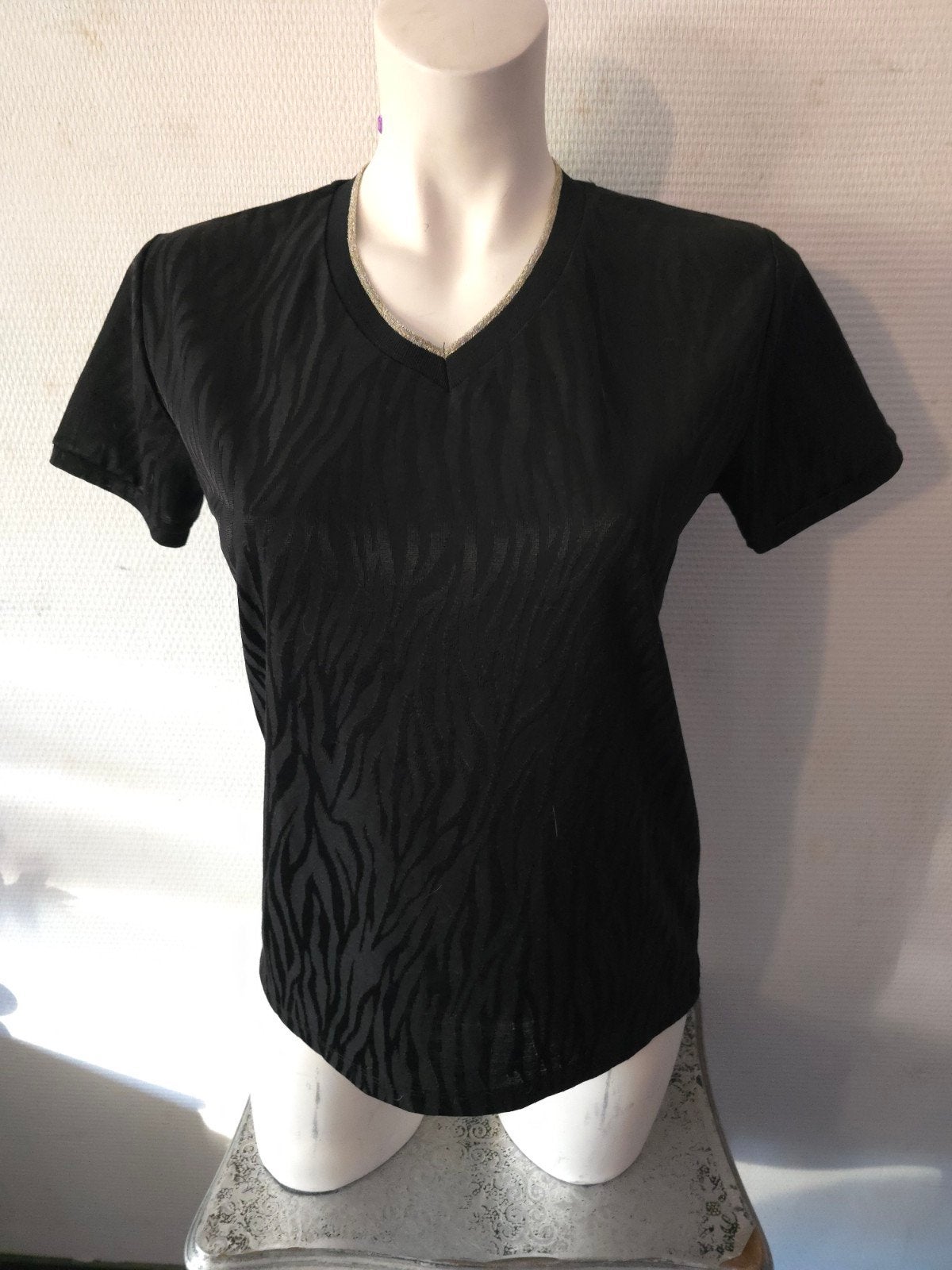 True Spirit Zwart T-shirt met Zebraprint maat M, Kleding | Dames, T-shirts, Maat 38/40 (M), Zwart, Ophalen of Verzenden, True Spirit