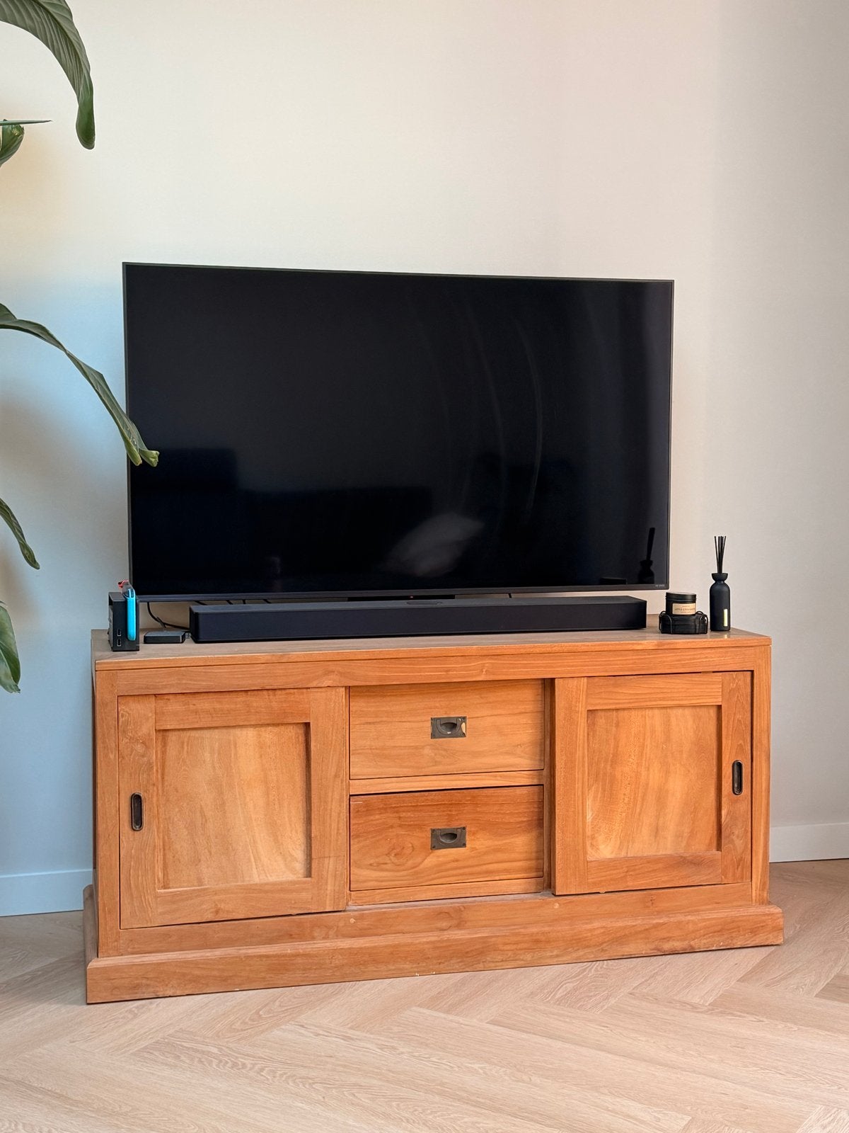 Teakhouten dressoir 140x50x65, Ophalen, Gebruikt, 100 tot 150 cm, Teakhout