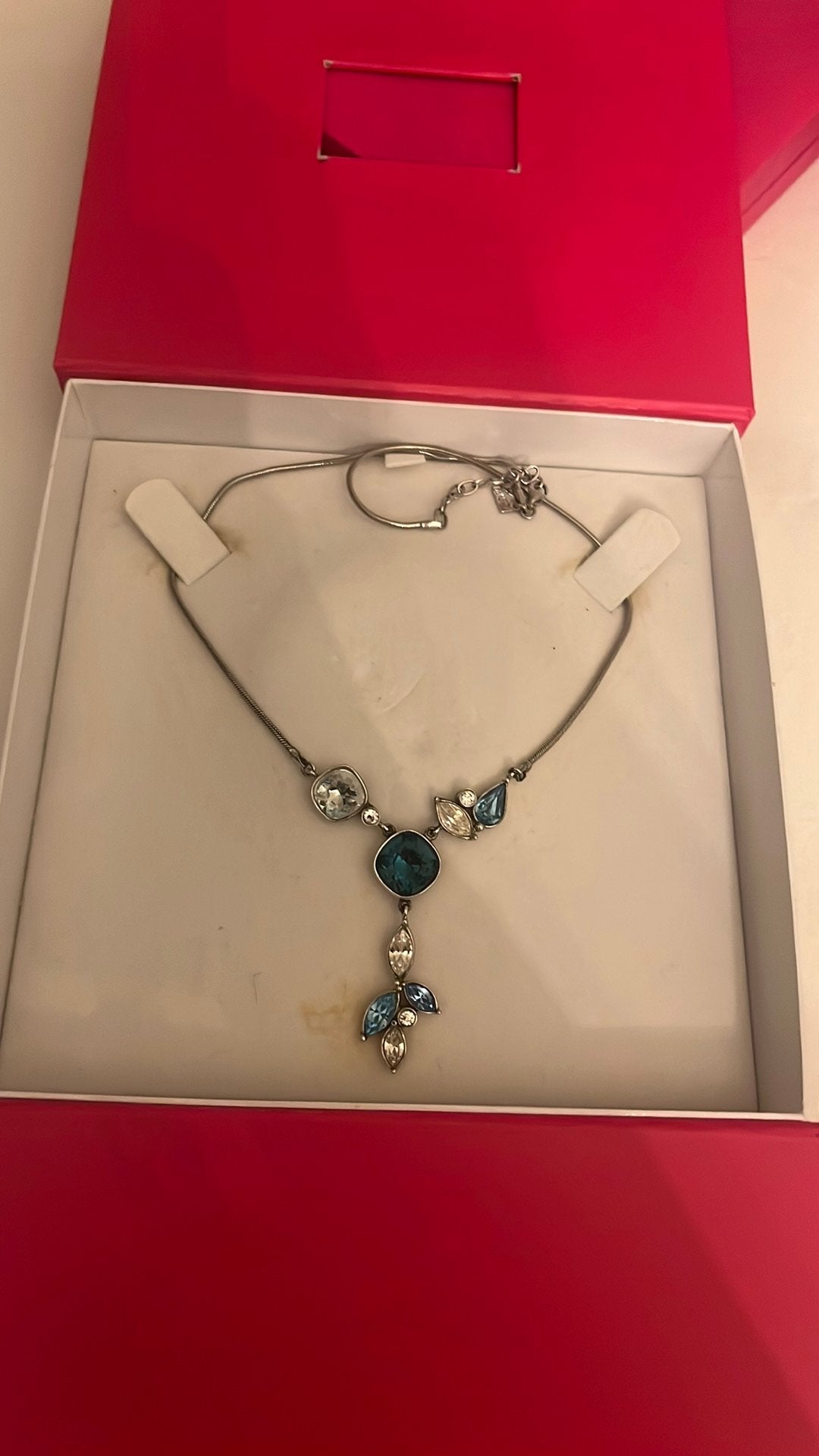 ZINZI zilveren ketting met blauwe hanger, Verzenden, Zo goed als nieuw, Blauw, Zilver