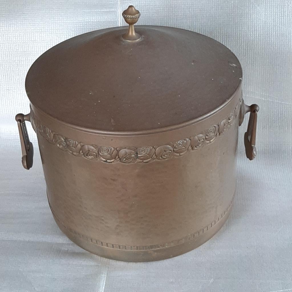 grote, koperen ketel / pot met deksel hamerslag ongemerkt, Antiek en Kunst, Antiek | Koper en Brons, Ophalen, Koper