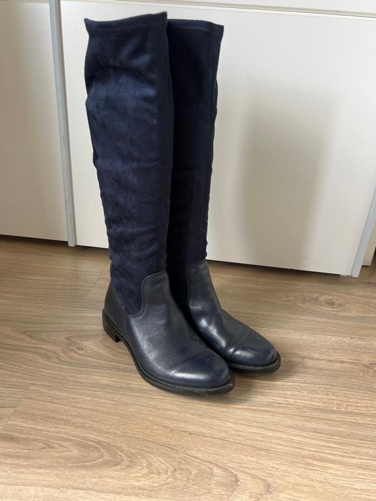 Donkerblauwe leren laarzen van ECCO, Hoge laarzen, Blauw, Nieuw, Ophalen of Verzenden