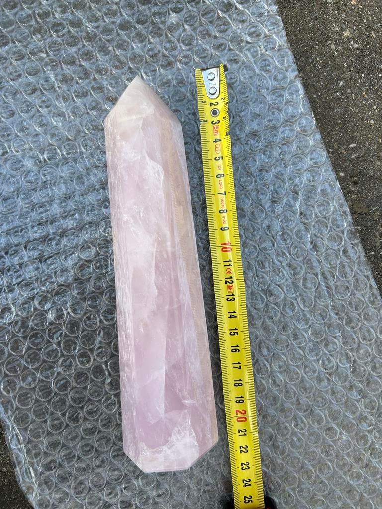Grote Rozenkwarts Obelisk - 736,36gr - Brazilië, Ophalen of Verzenden, Nieuw