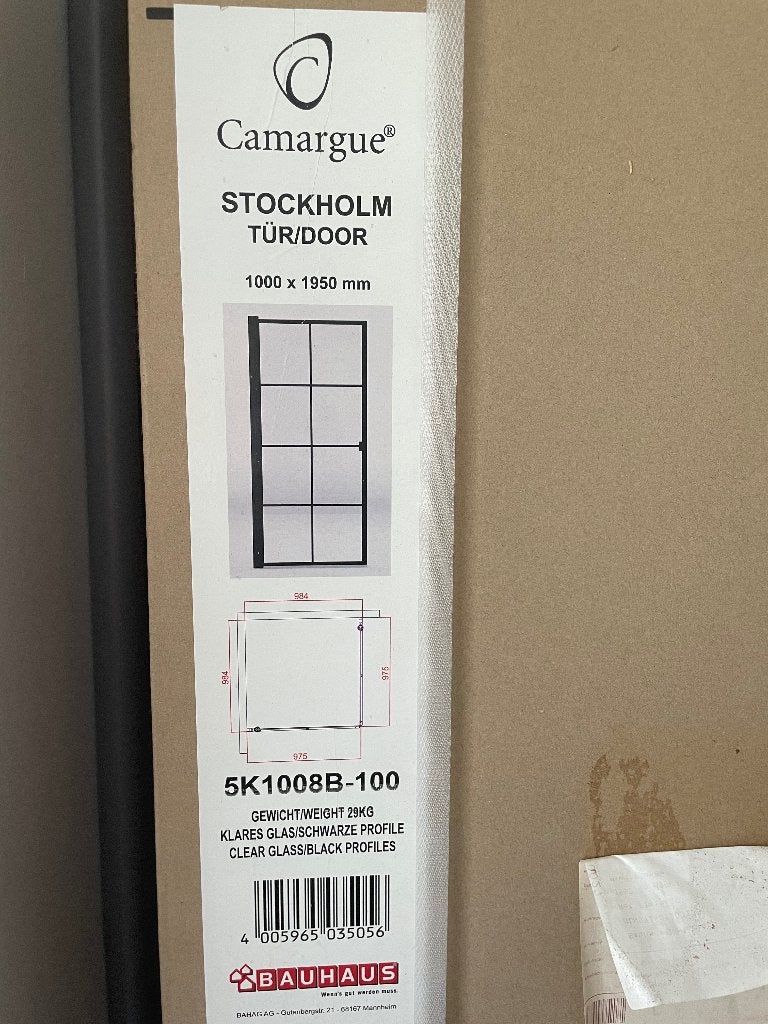 Stockholm zwarte douchedeur 1000x1950 5K1008B-100 draaibaar, Ophalen, Nieuw, Douche