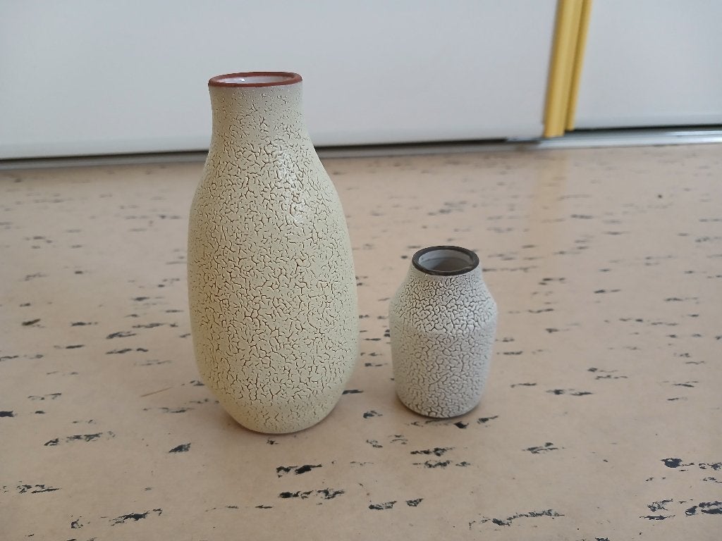 2 Confido vaasjes retro rond 1960 geel en wit, vintage, Antiek en Kunst, Ophalen of Verzenden