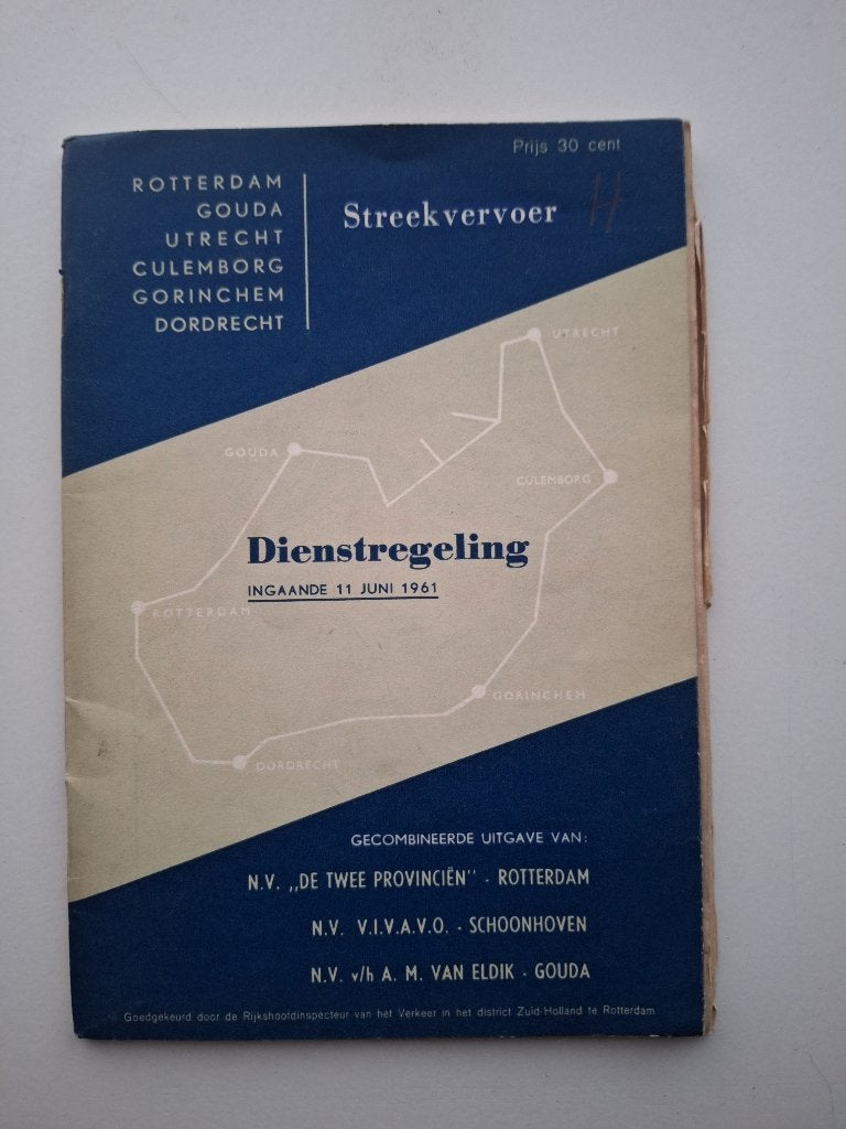 DE TWEE PROVINCIËN DIENSTREGELING INGAANDE  - 11 JUNI 1961, Verzamelen, Ophalen of Verzenden, Gebruikt, Bus of Metro, Boek of Tijdschrift