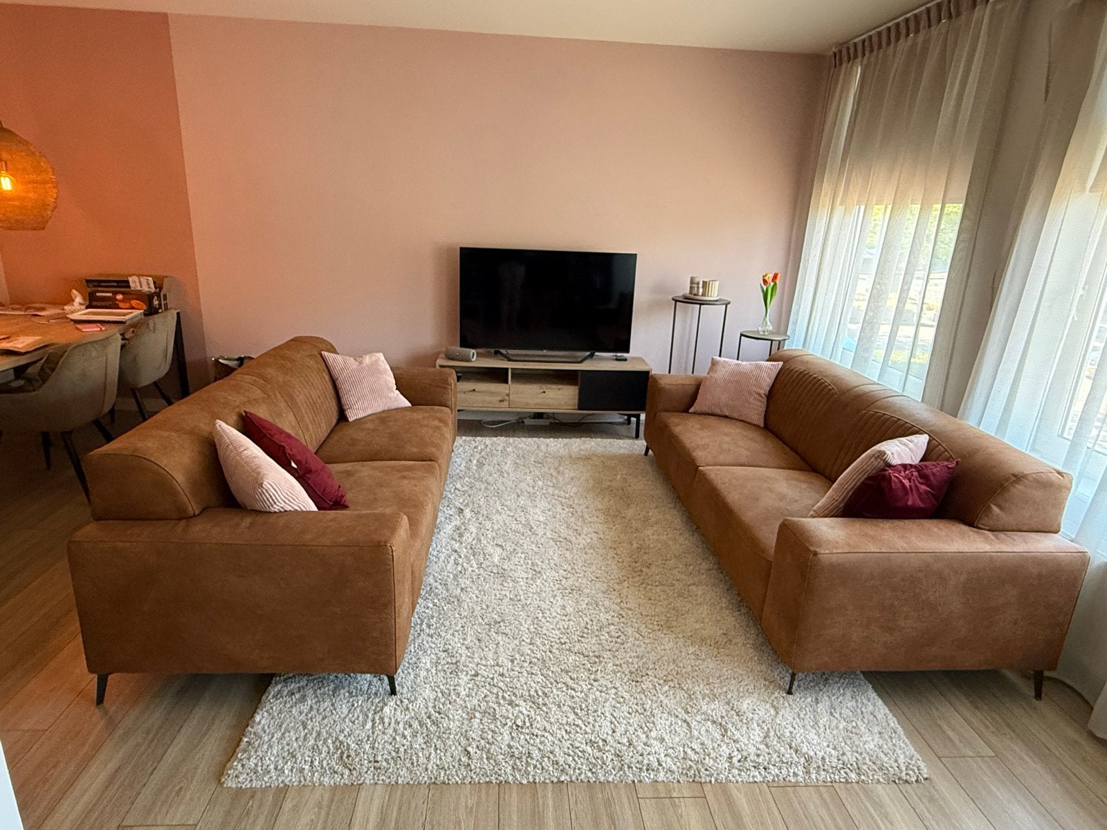 Bellagio Western 03 Cognac 3 zits banken, Huis en Inrichting, Banken | Bankstellen, Ophalen, Driepersoons, 75 tot 100 cm, Zo goed als nieuw