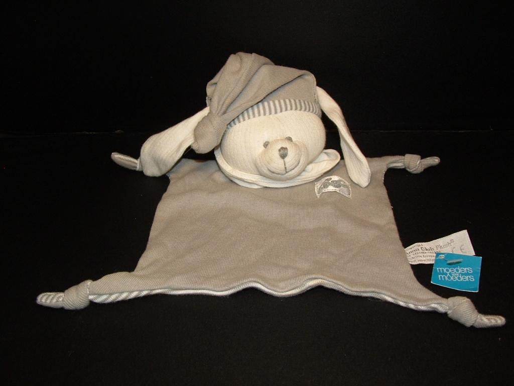 ANNA CLUB PLUSH KONIJN TRICOT KNUFFELDOEK GRIJS/WIT, Verzenden, Nieuw, Overige typen