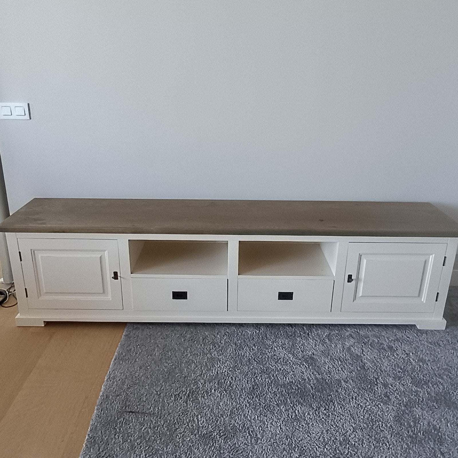 Landelijk tv-meubel met opbergruimte, Ophalen, Gebruikt, Landelijk, 200 cm of meer