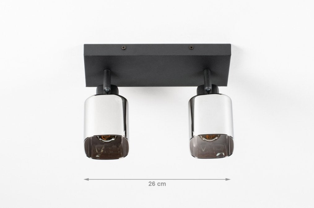 2x Rietveld Licht plafondspots met rookglas –zwart, Huis en Inrichting, Lampen | Plafondlampen, Modern, Verstelbaar, Zwart, E14 (klein)