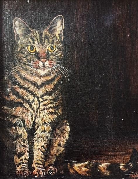 Schilderij Poes Kat Cypers Realisme Gesigneerd, Ophalen of Verzenden