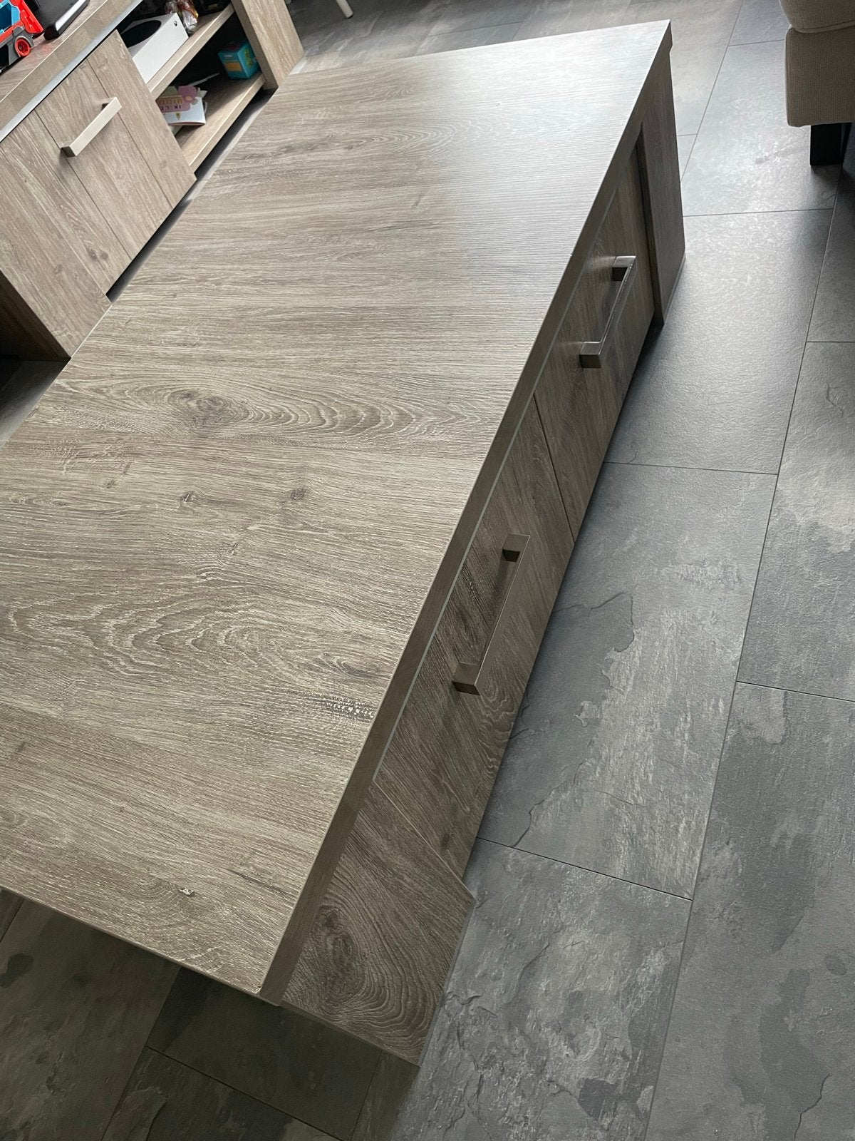 Mooie stevige salontafel 135x67cm met 2 laden, Huis en Inrichting, Tafels | Salontafels, Ophalen, Gebruikt, 100 tot 150 cm, 50 tot 100 cm