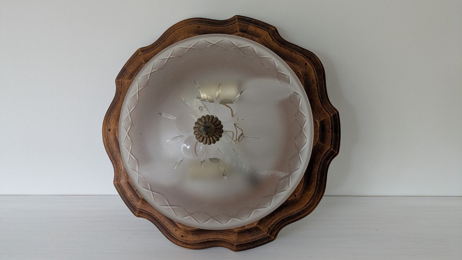 Franse Retro Vintage plafondlamp of muurlamp, Ophalen of Verzenden, Glas