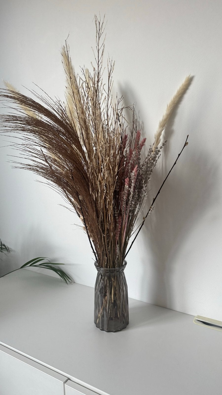 Decoratieve vaas met droogbloemen, Ophalen, Meerkleurig, Geschikt voor droogbloemen, Glas