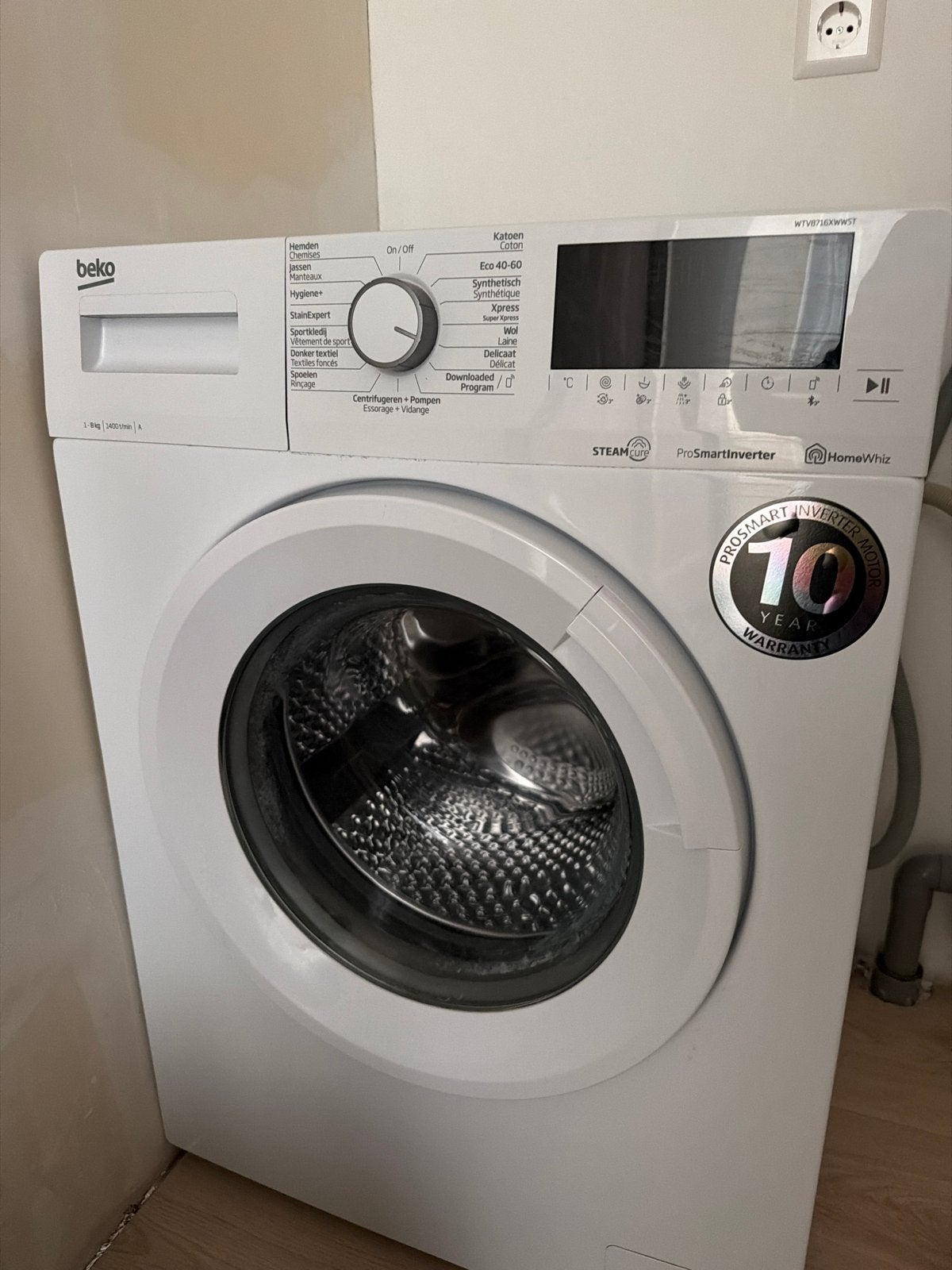 Beko WTV871EXWWST wasmachine - Nieuwstaat, Witgoed en Apparatuur, Ophalen, 1200 tot 1600 toeren, 8 tot 10 kg, Zo goed als nieuw