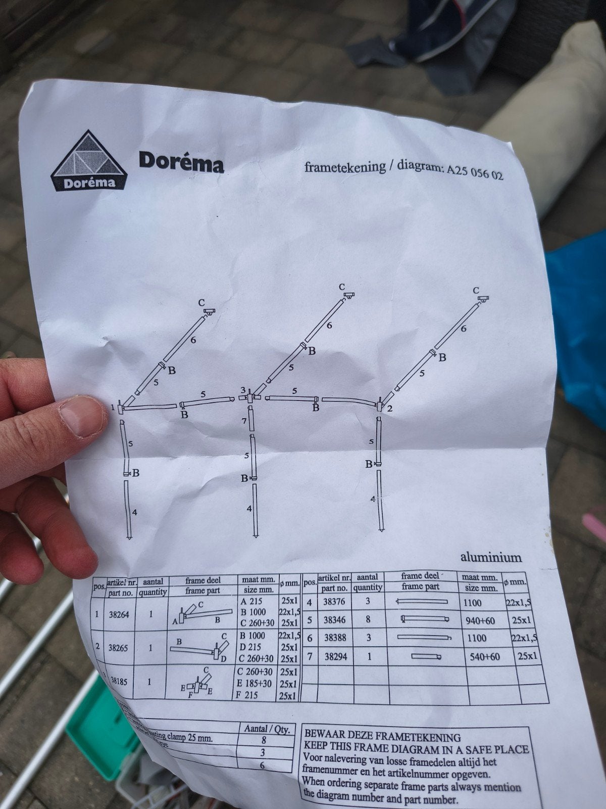 Dorema Panorama Multicolour Voortent Maat 8 (825-850 cm), Caravans en Kamperen, Voortenten en Luifels, Ophalen