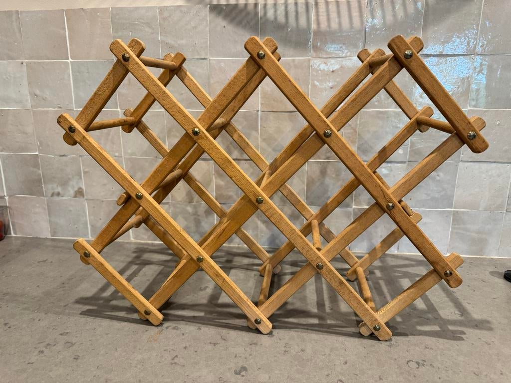 Houten wijnrek - Uitschuifbaar en inklapbaar, Ophalen of Verzenden, Gebruikt, Hout, 5 tot 15 flessen