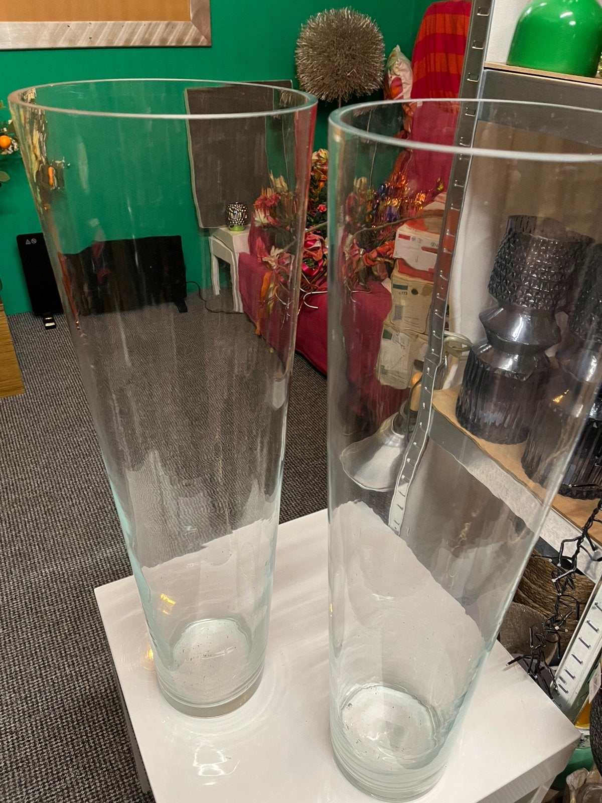Hoge glazen vazen 4 stuks (beschikbaar), Glas, Ophalen, Nieuw, 22 cm