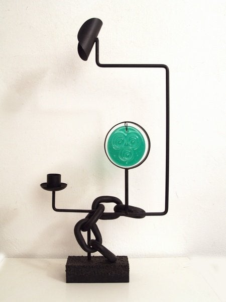 Danish brutalist sculpture - incl Holmegaard sun-catcher, Ophalen of Verzenden