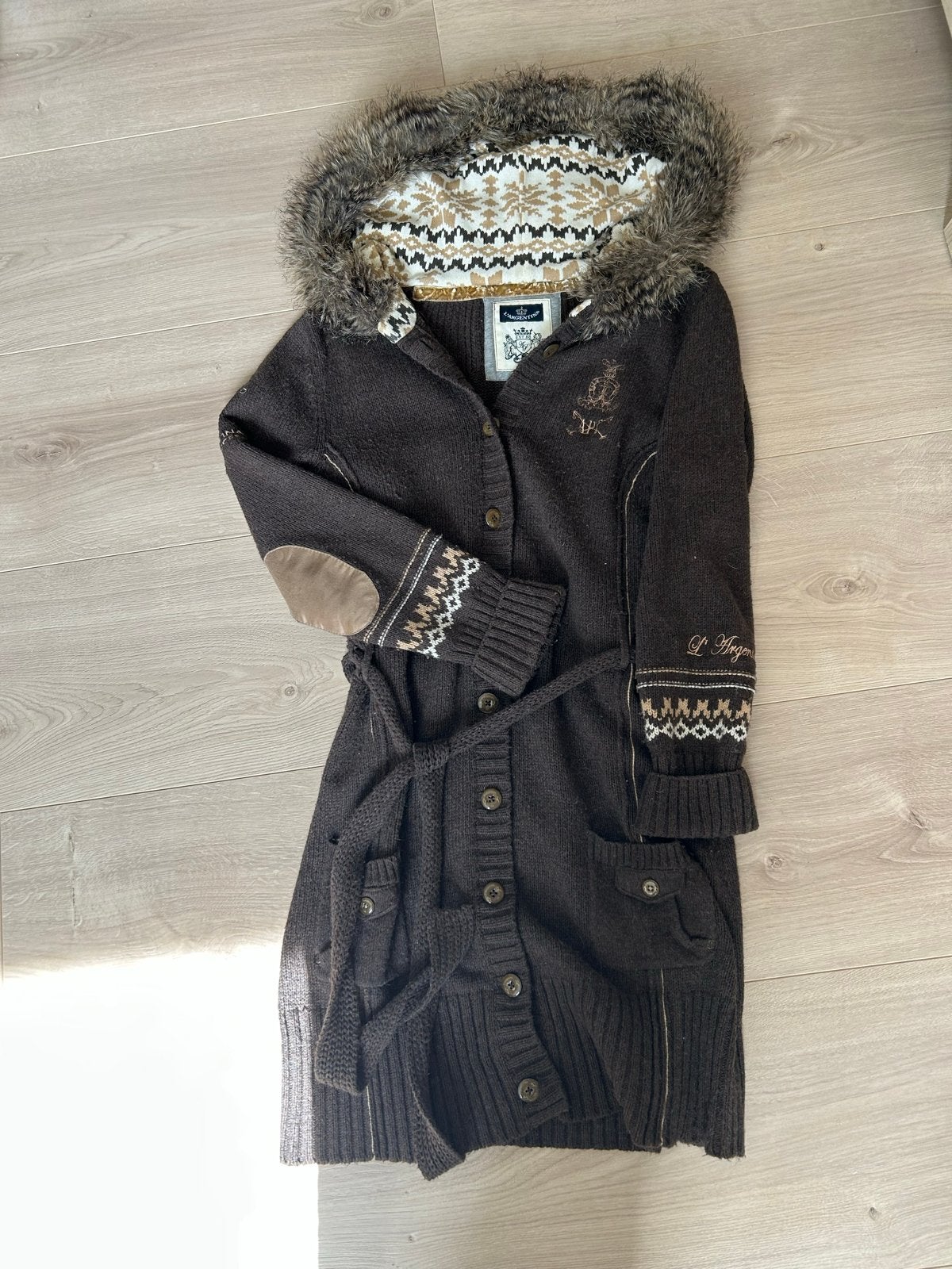 L'Argentina Dames Vest  bruin Maat S met Wol en Bontkraag, Kleding | Dames, Ophalen of Verzenden, Gedragen, Maat 36 (S), Bruin