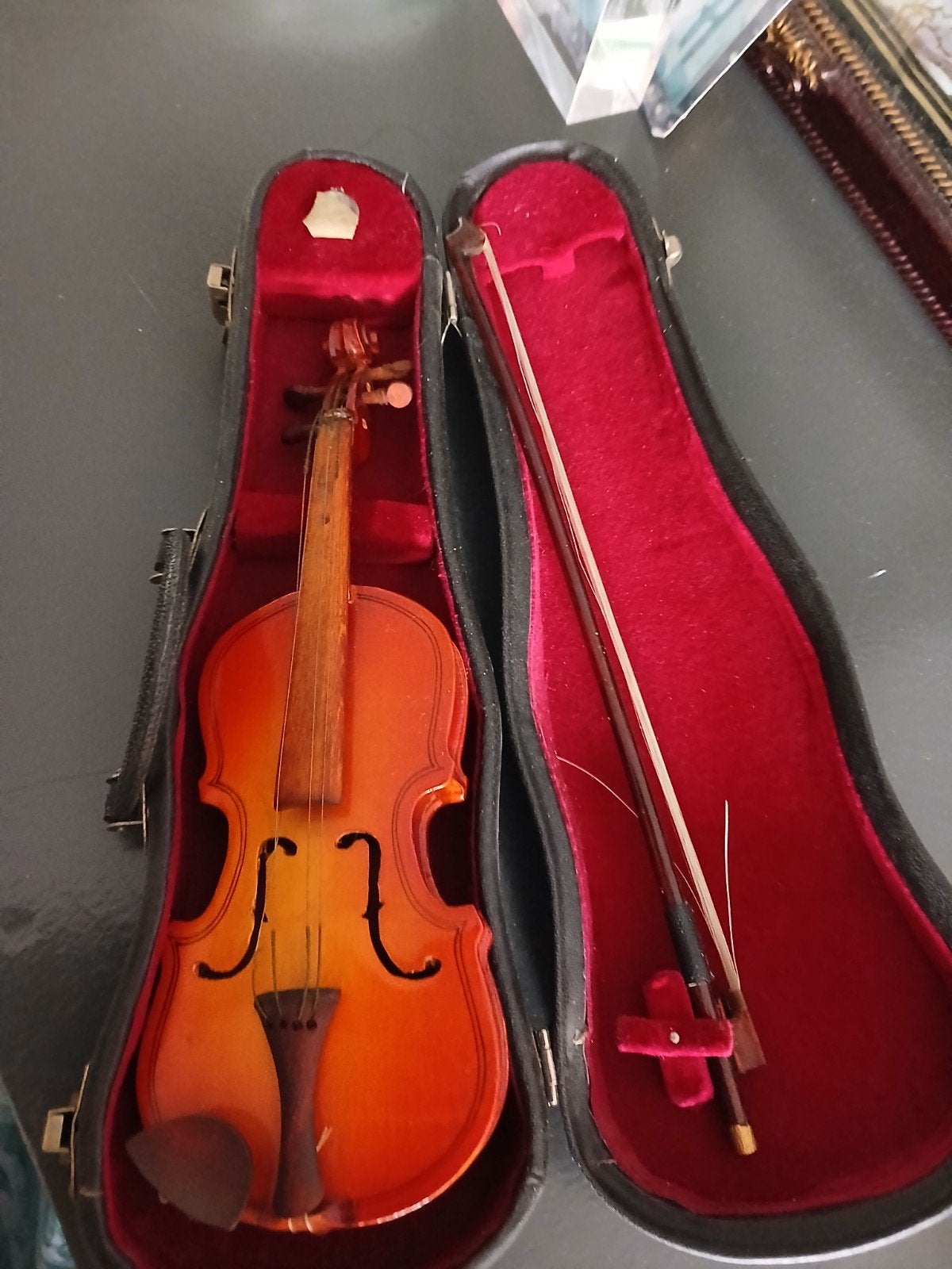 Miniatuur Viool met Koffer en Strijkstok - Decoratief, Muziek en Instrumenten, Strijkinstrumenten | Violen en Altviolen, Gebruikt