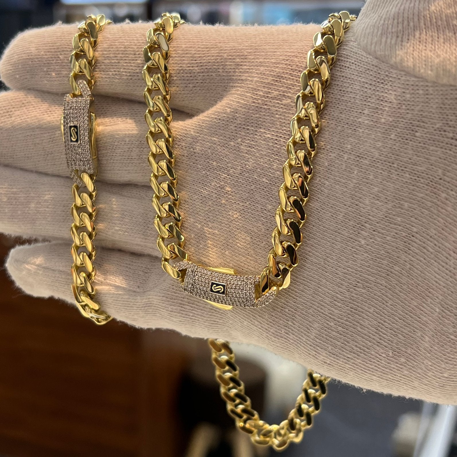 18k gouden ketting collier met armband set Monaco chain, Ophalen of Verzenden, Nieuw, Goud